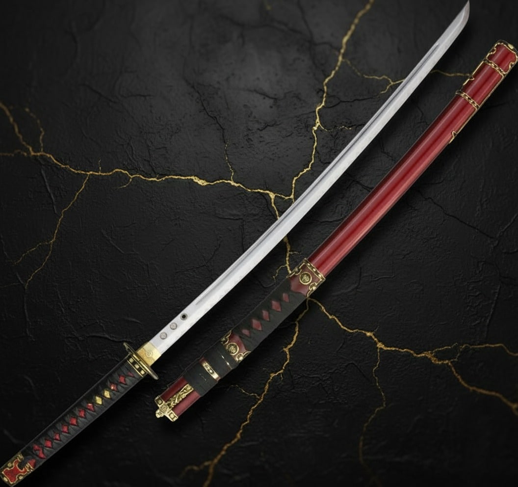 29" Carbon Steel Samurai Katana Sword Rayskin Leather Wrapped Handle: Title:29" Carbon Steel Samurai Katana Sword Rayskin Leather Wrapped Handle Description:This Tokagawa Katana is a high-quality sword designed for collectors and enthusiasts. Specifications: * Overall l