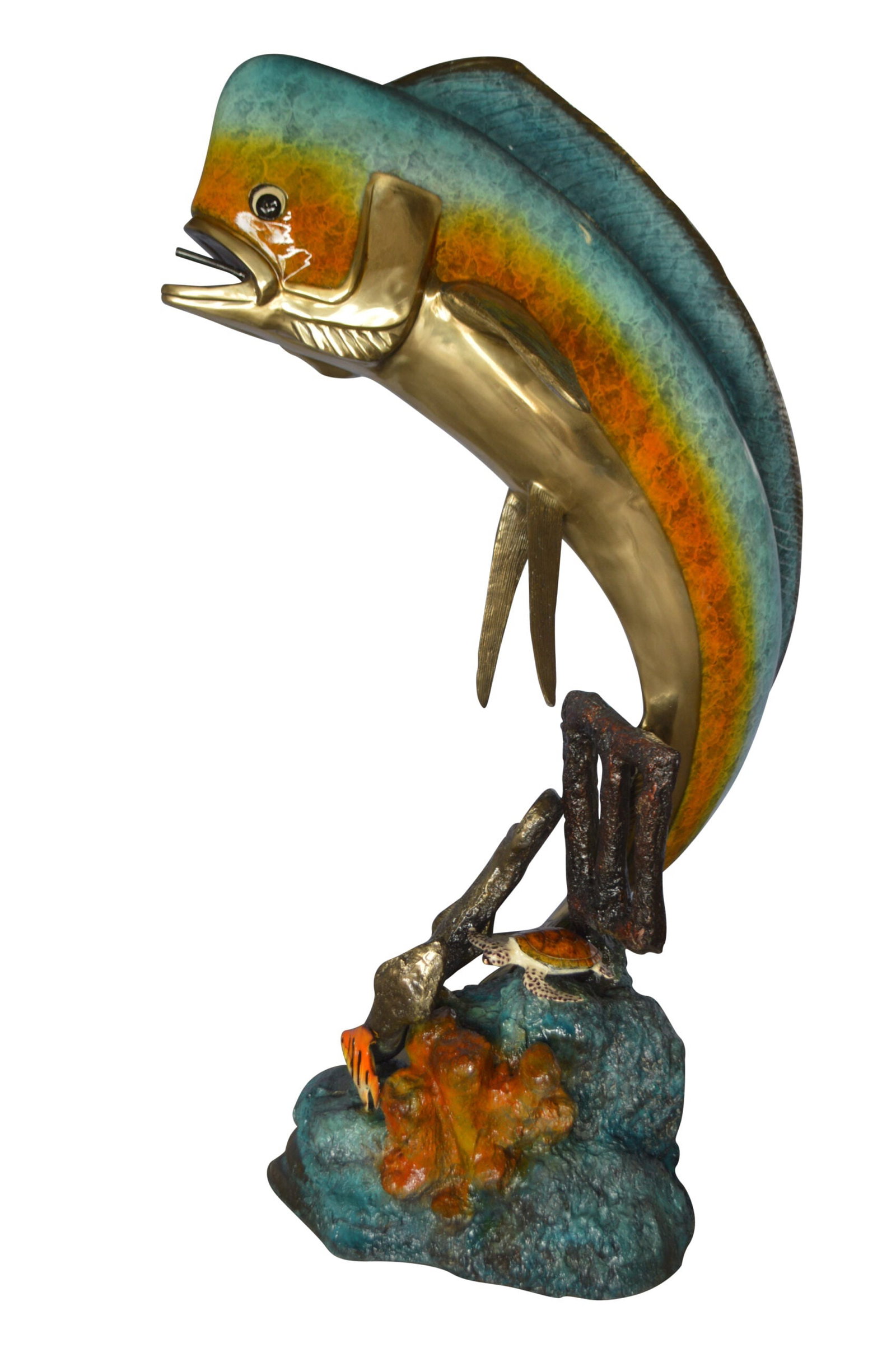 Mahi Mahi -large Fish fountain Bronze Statue - Size: 30"L x 32"W x 69"H. (1 of 10)