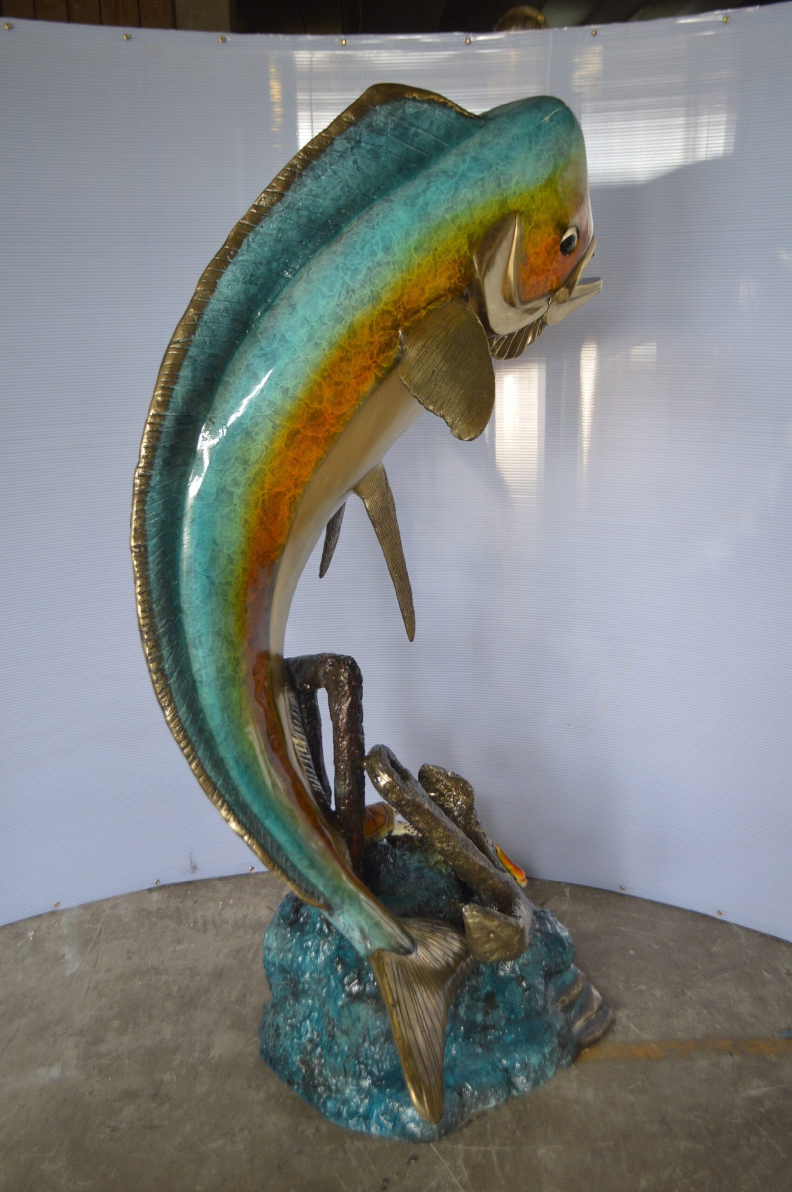 Mahi Mahi -large Fish fountain Bronze Statue - Size: 30"L x 32"W x 69"H. - 6