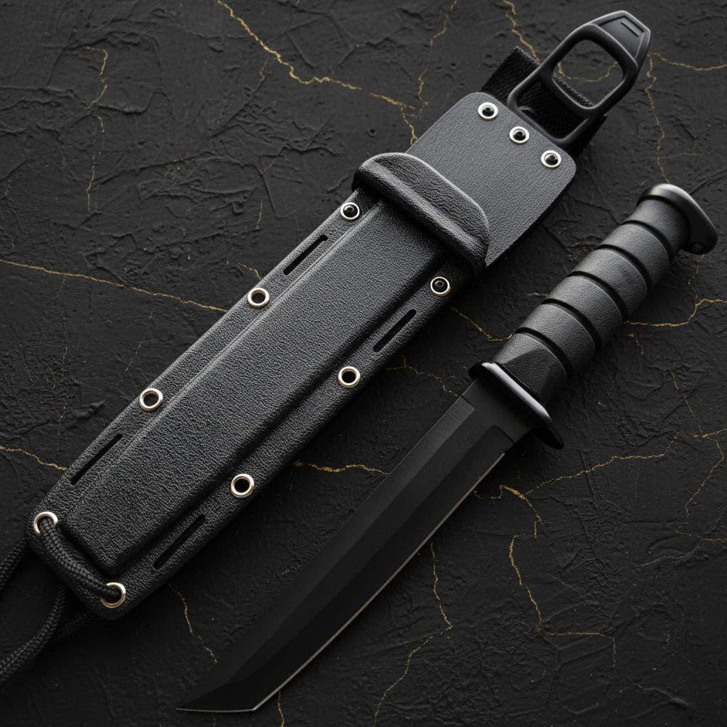 KA-BAR Style Tactical Survival Knife 12" Fixed Blade Half Serrated with Sheath (1 of 7)