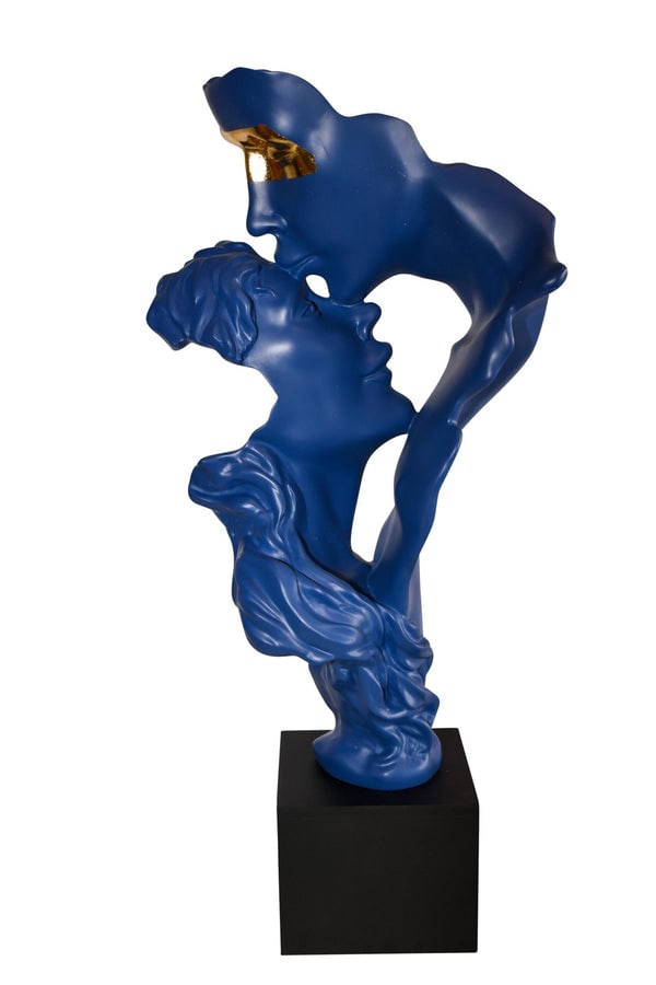 Abstract Modern Lovers Blue Resin Statue 12" x 8" x 26"H: Title:Abstract Modern Lovers Blue Resin Statue 12" x 8" x 26"H Description:The abstractness of this piece only enhances the unique beauty of it as it displays love, romance, and elegance. Place this