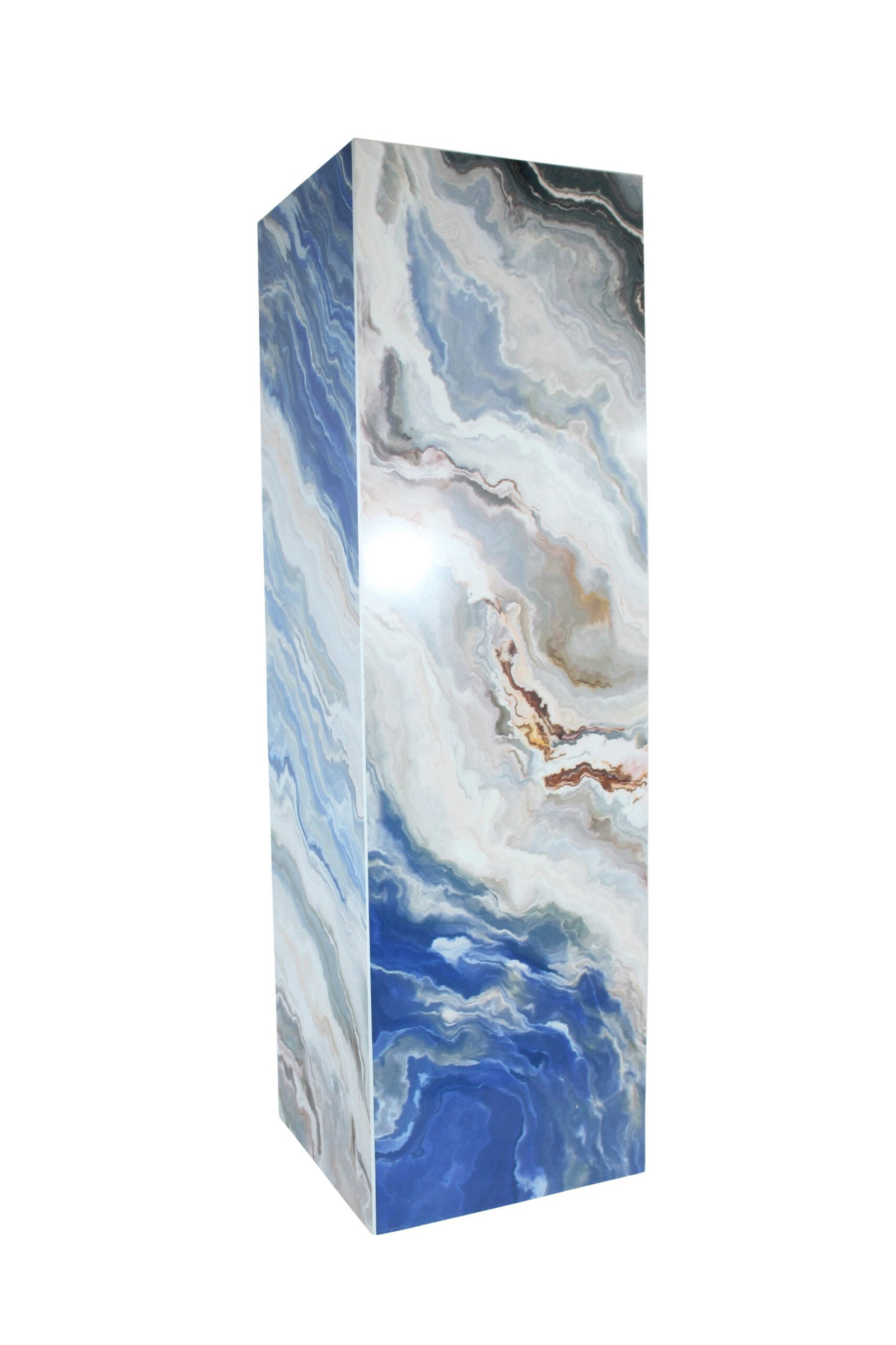 Porcelain Pedestal Stand – Indoor/Outdoor Display Column with Marble-Look Blue,White & Beige: Title:Porcelain Pedestal Stand – Indoor/Outdoor Display Column with Marble-Look Blue,White & Beige Finish,Elegant Base for Sculptures, Vases & Modern Home, Gallery or Showroom Decor12 x 12" x 39"H