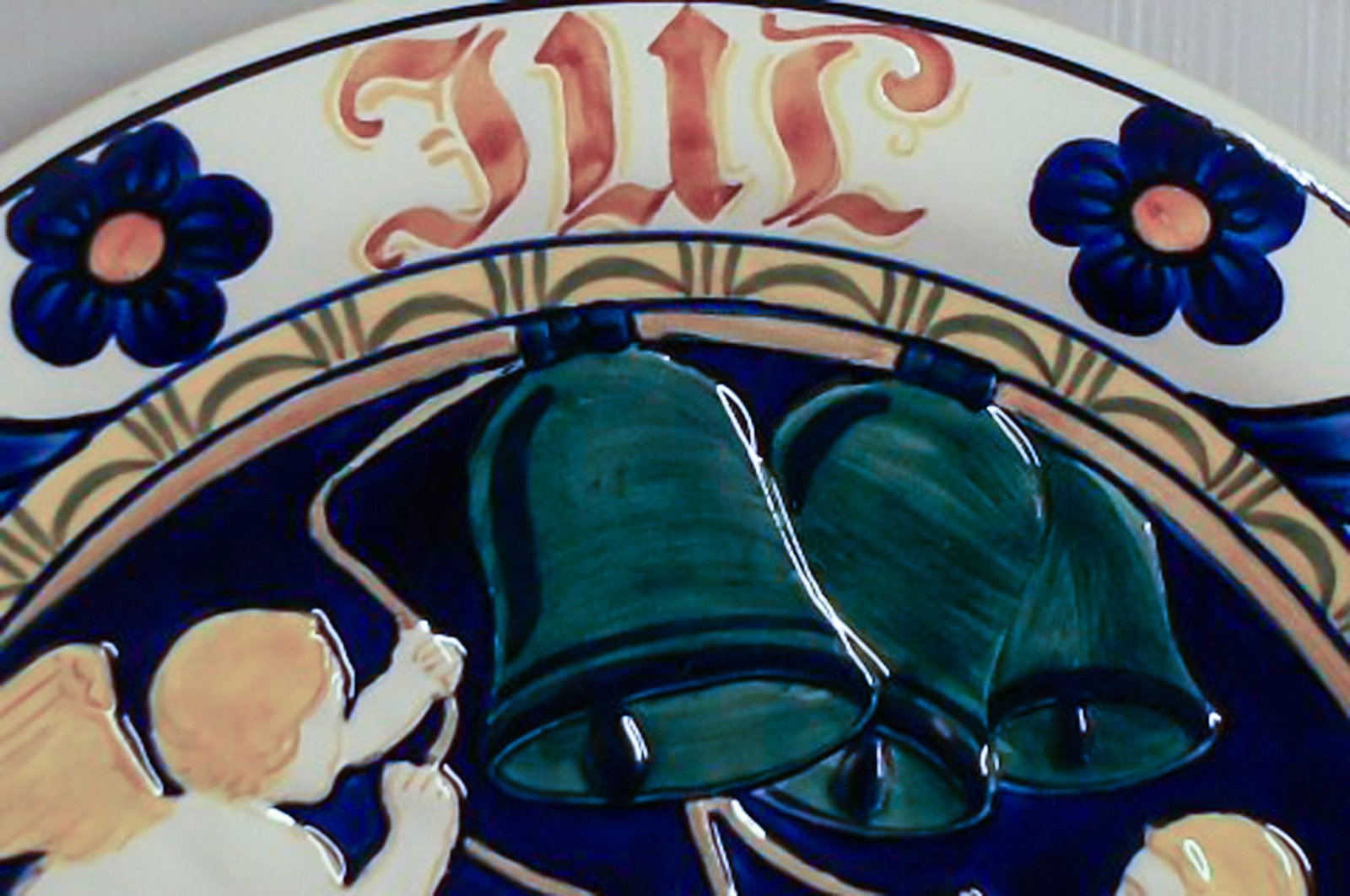 Large Aluminia Christmas plate 1910 in faience. - 3