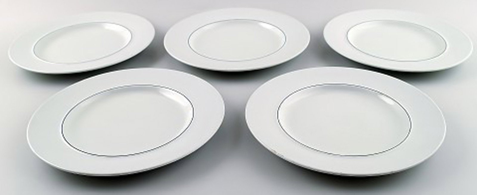 Deep plates for soup / pasta / porridge / yogurt. Aluminia/Royal Copenhagen blue line, earthenware. - 2