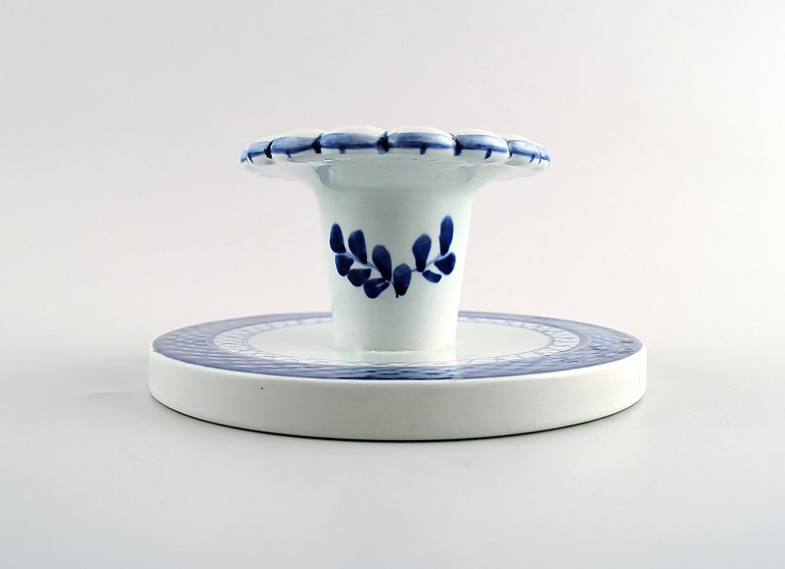 Tranquebar faience candlestick. Aluminia. Royal Copenhagen. (1 of 2)