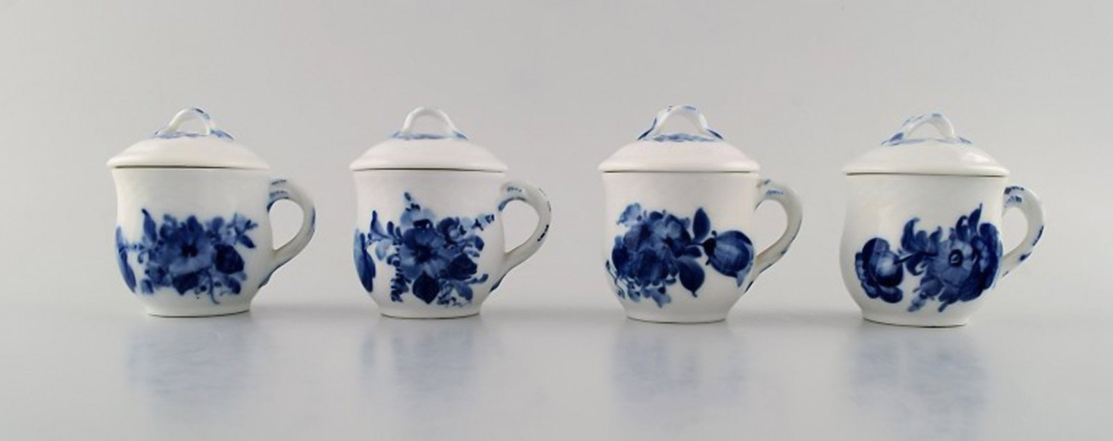 Royal Copenhagen Blue Flower braided, set of 4 cream cups. (1 of 6)