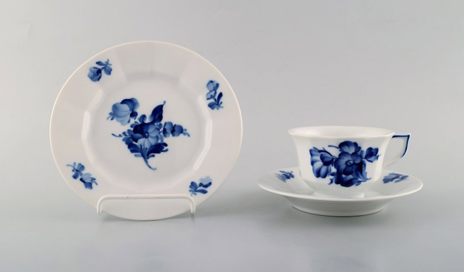 Royal Copenhagen blue flower angular set of one coffee cup with saucers and plate. (1 of 6)