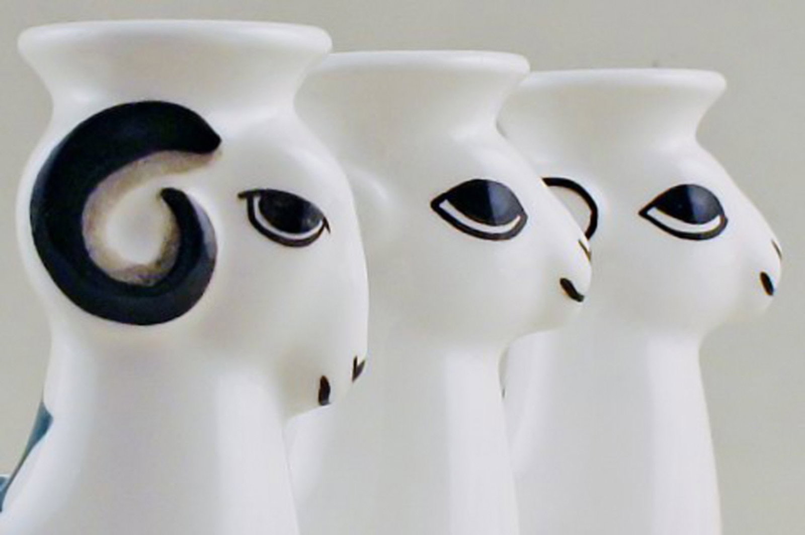 Royal Copenhagen faience candlesticks, Christmas bucks. 3 pcs. in stock. - 2