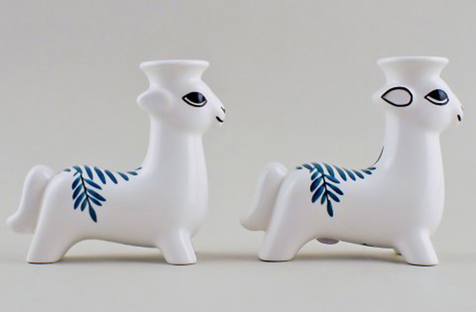 Royal Copenhagen faience candlesticks, Christmas bucks. 3 pcs. in stock. - 4