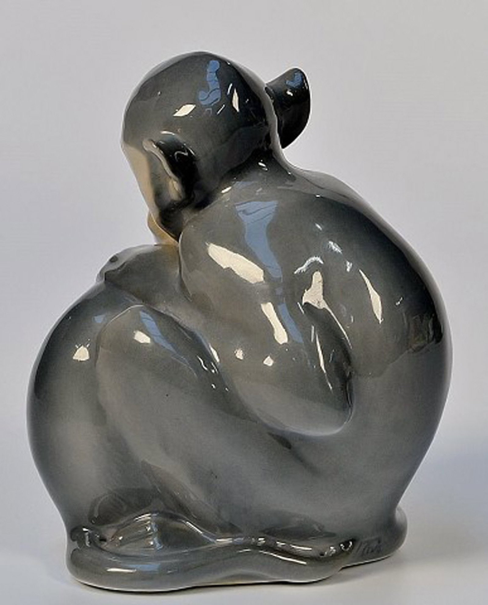 Rare Royal Copenhagen figurine by Christian Thomsen. Two monkeys. - 3