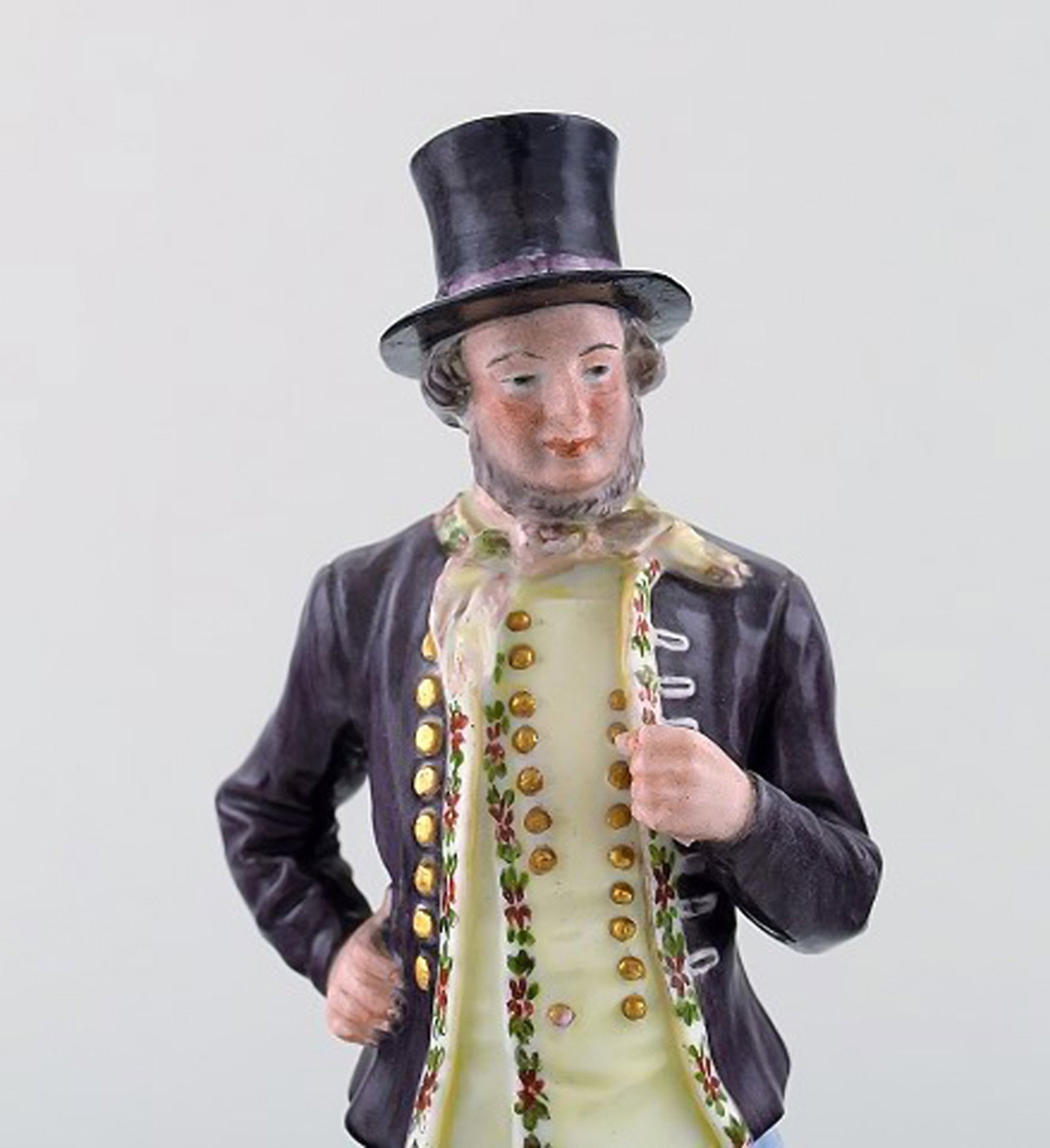 Antique and rare Bing & Grondahl, B&G figure in national costume. High quality overglaze. 1870's. - 2
