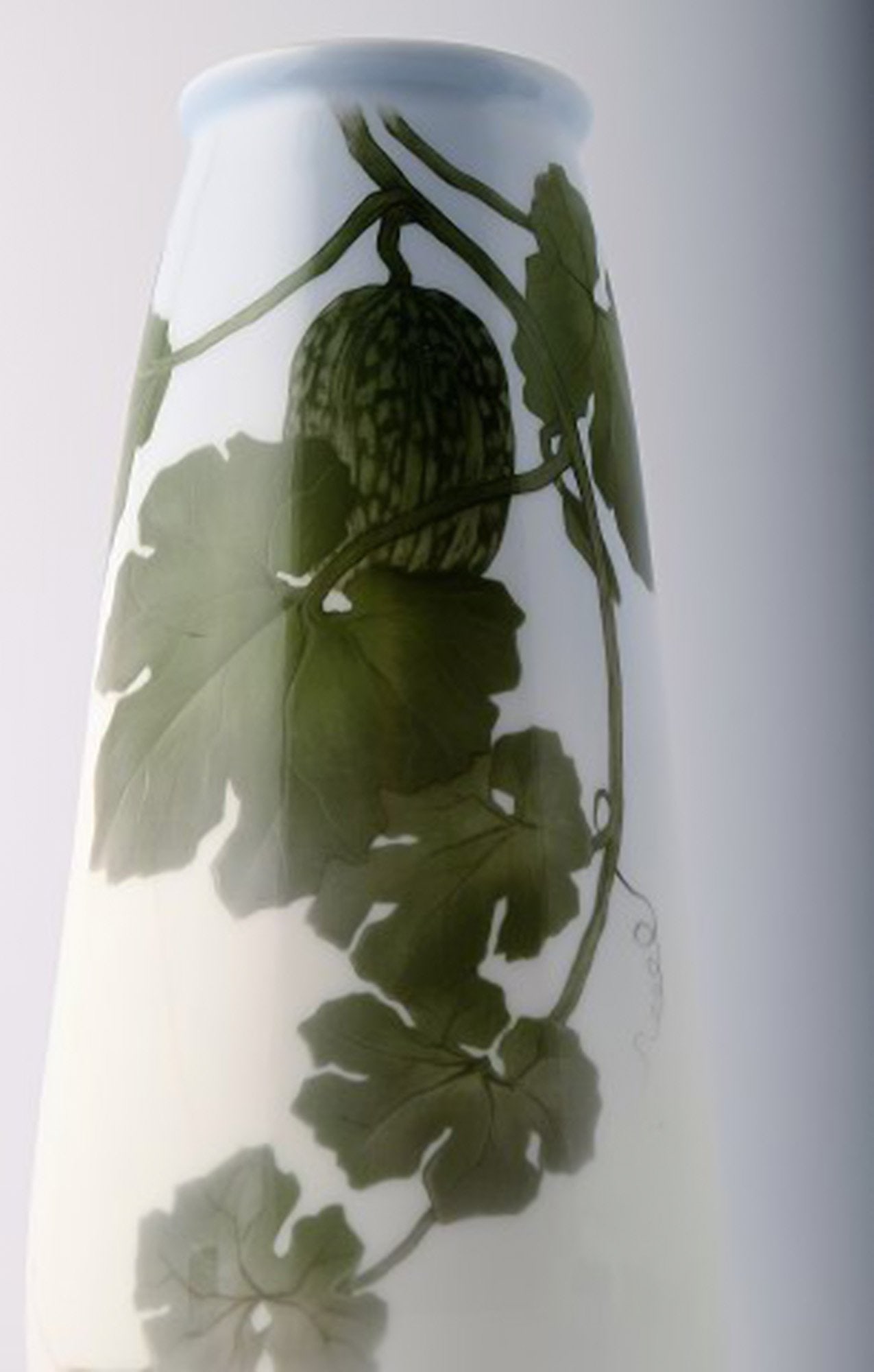 Royal Copenhagen vase decorated with watermelon plant. - 2