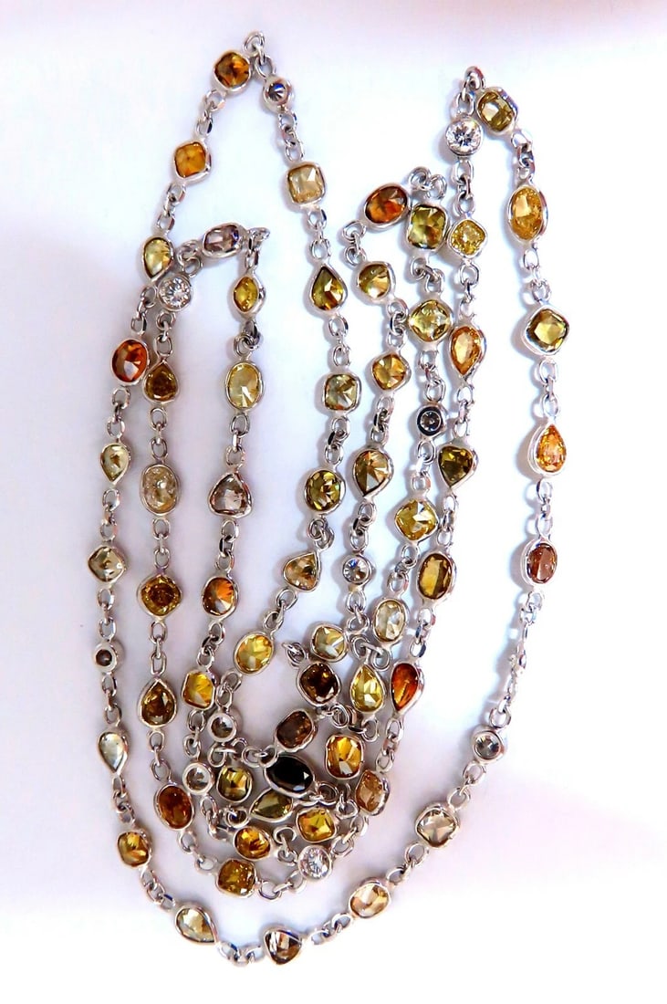 11.16ct Natural Multicolored Fancy Colored Diamonds Yard Necklace 14kt** - 3