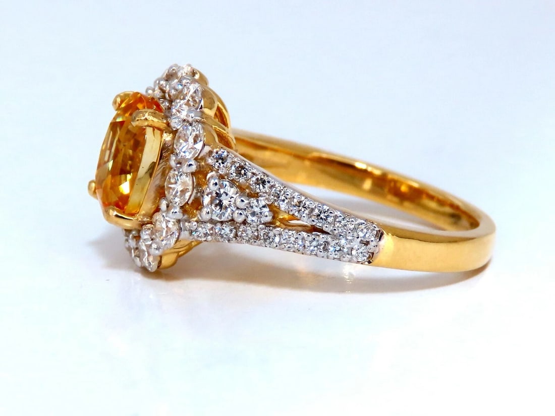 GIA Certified 2.59Ct Natural Yellow Natural Sapphire Diamonds Ring 14kt** - 5