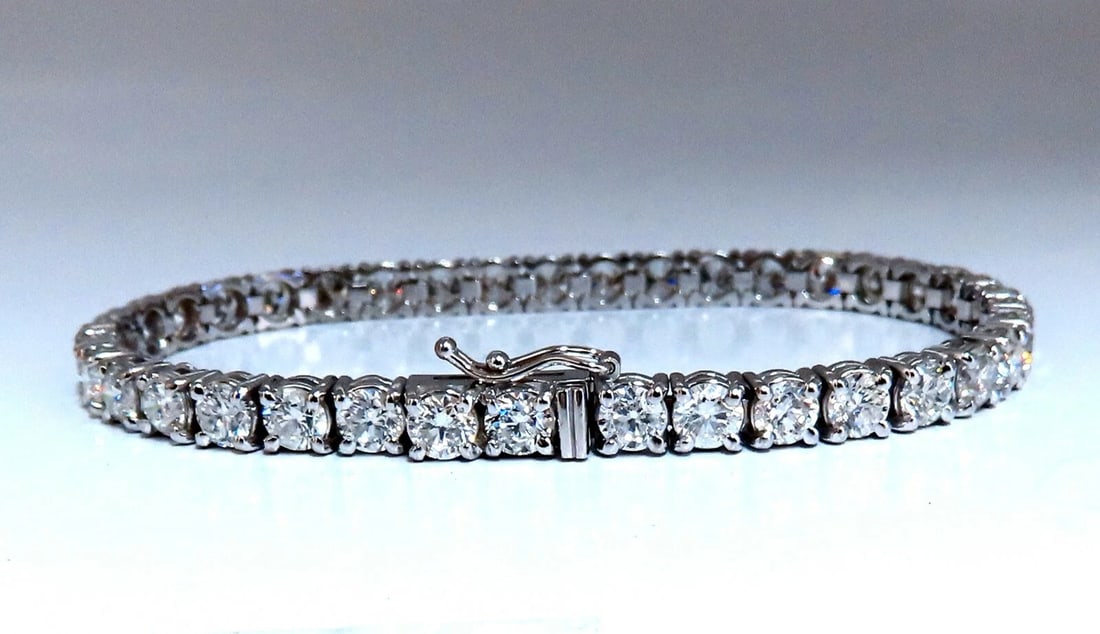 11.45ct Natural Diamonds Tennis Bracelet 14kt Gold Classic Riviera** - 2