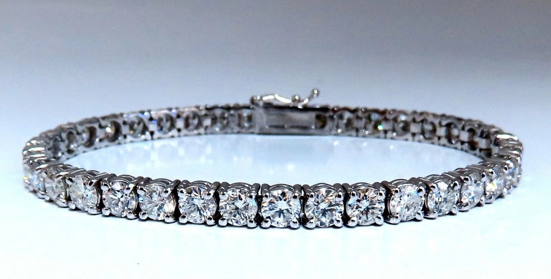 11.45ct Natural Diamonds Tennis Bracelet 14kt Gold Classic Riviera** - 3