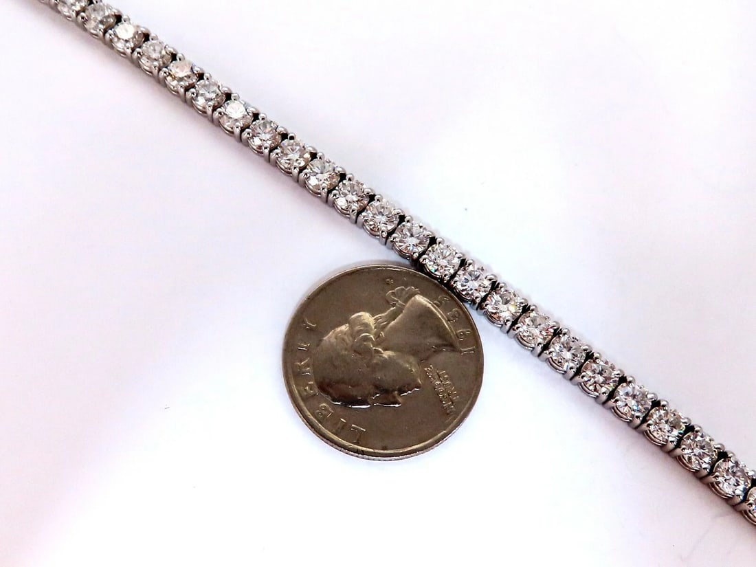 11.45ct Natural Diamonds Tennis Bracelet 14kt Gold Classic Riviera** - 5