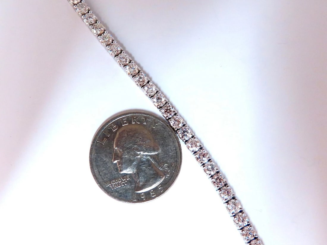 6.65ct Natural Diamonds Tennis Bracelet 14kt Gold Classic Riviera** - 4