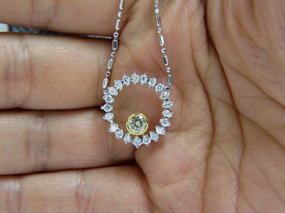 1.02ct. Natural Yellow Brown Diamond Circle Eternity Necklace+** - 4