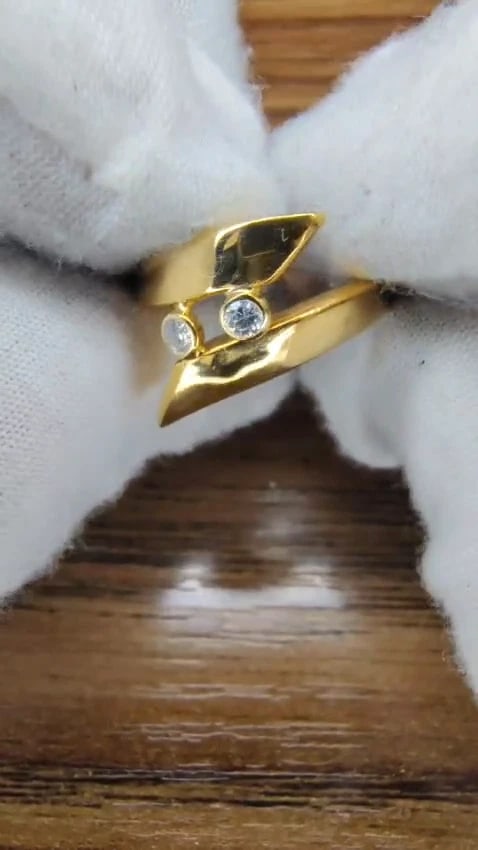 .15ct. Diamonds Cross Over Ring 14Kt Gold *v - 2