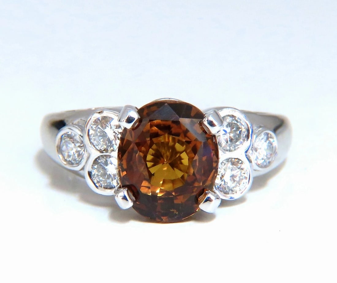 GIA Certified 4.75ct Natural No Heat Orange Brown Sapphire Diamond Ring 14kt** - 2