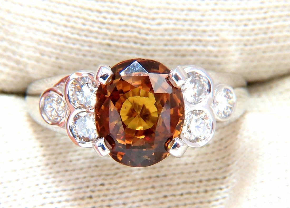 GIA Certified 4.75ct Natural No Heat Orange Brown Sapphire Diamond Ring 14kt** - 4