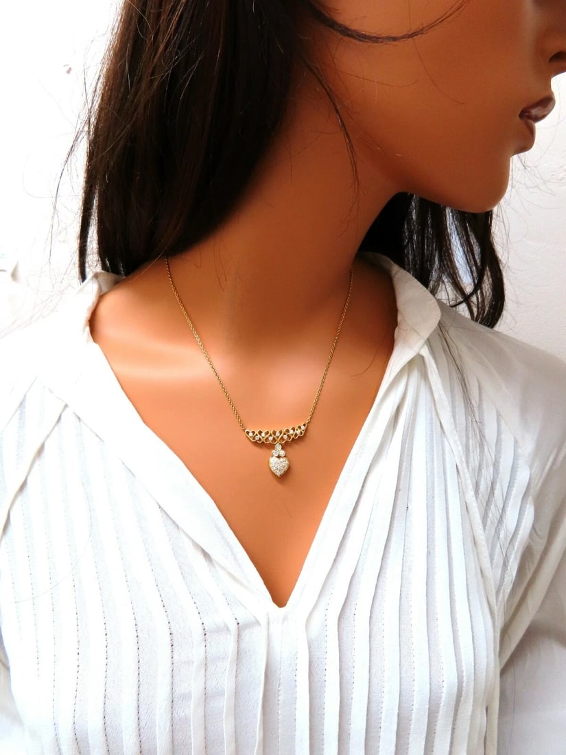 1ct Diamonds Heart Patterned Necklace 14 Karat** - 5