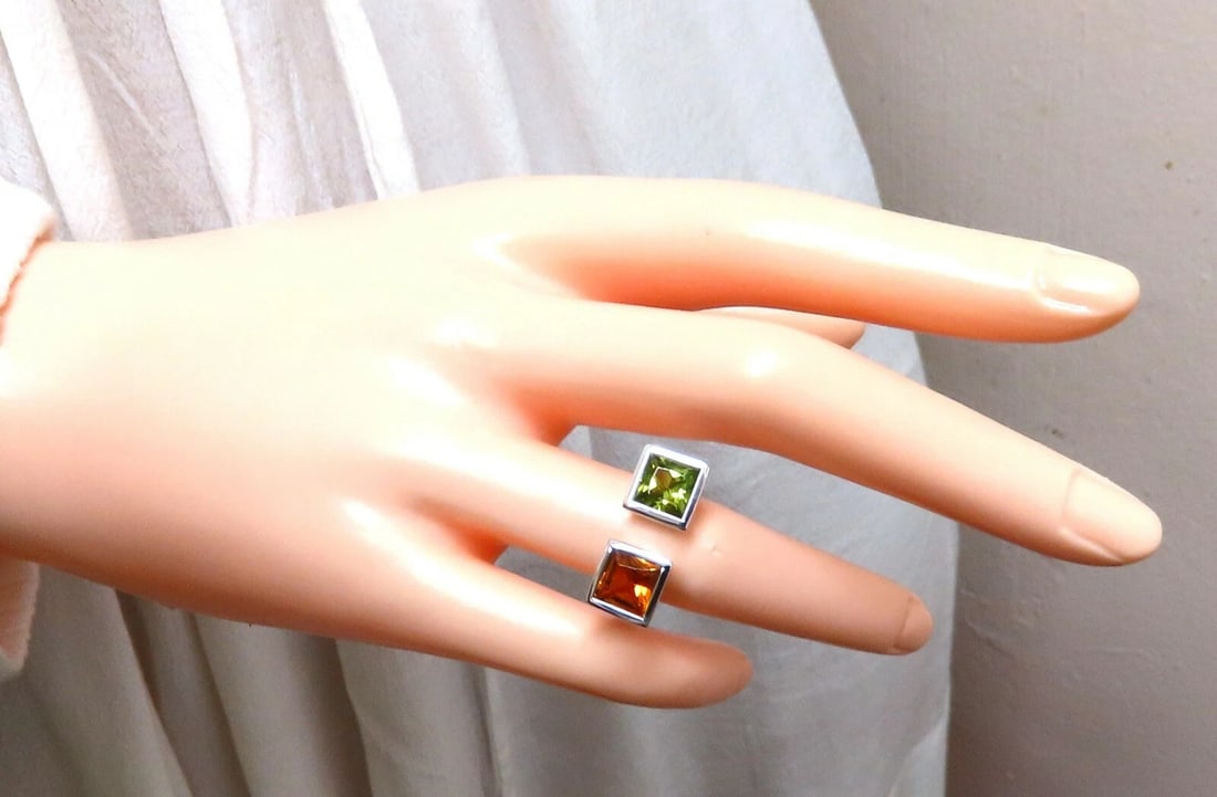 4.00ct natural citrine & peridot ring 18 Karat Gold Mod Goth** - 4