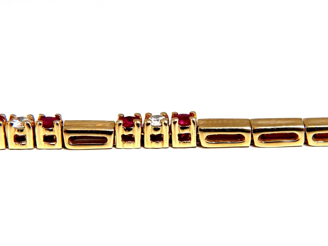 .80ct Natural Ruby .33ct Diamonds Vintage Bracelet 14 Karat** - 2
