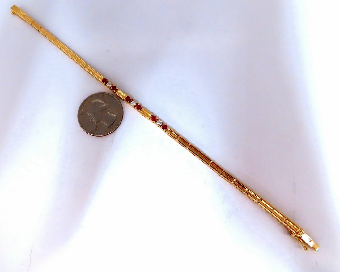 .80ct Natural Ruby .33ct Diamonds Vintage Bracelet 14 Karat** - 4