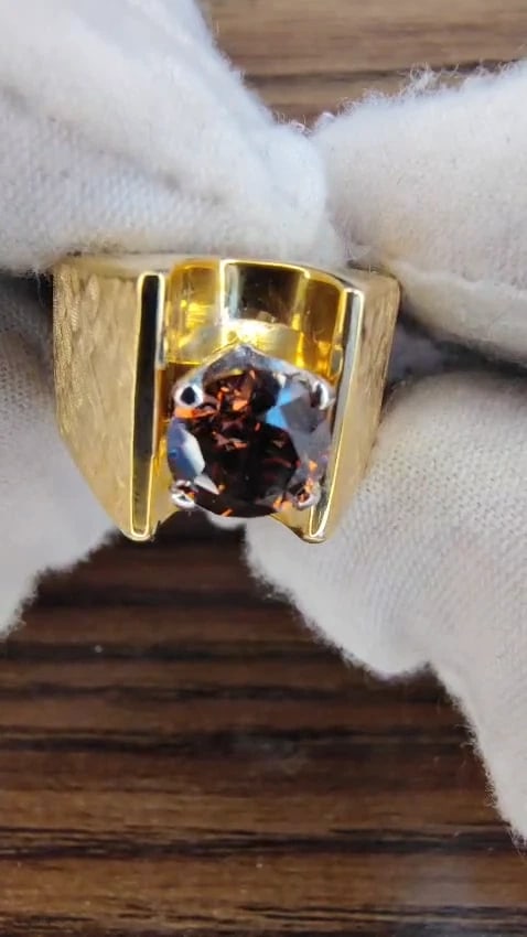 GIA Certified 1.54ct Natural Fancy Orange Brown Color Diamond Ring 14 Karat *v - 2