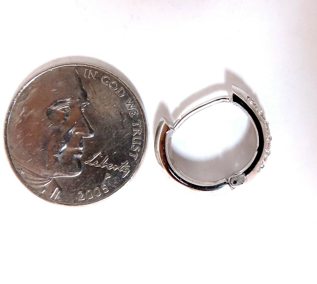 1.23ct round natural diamond huggie earrings 14kt bead set** - 3