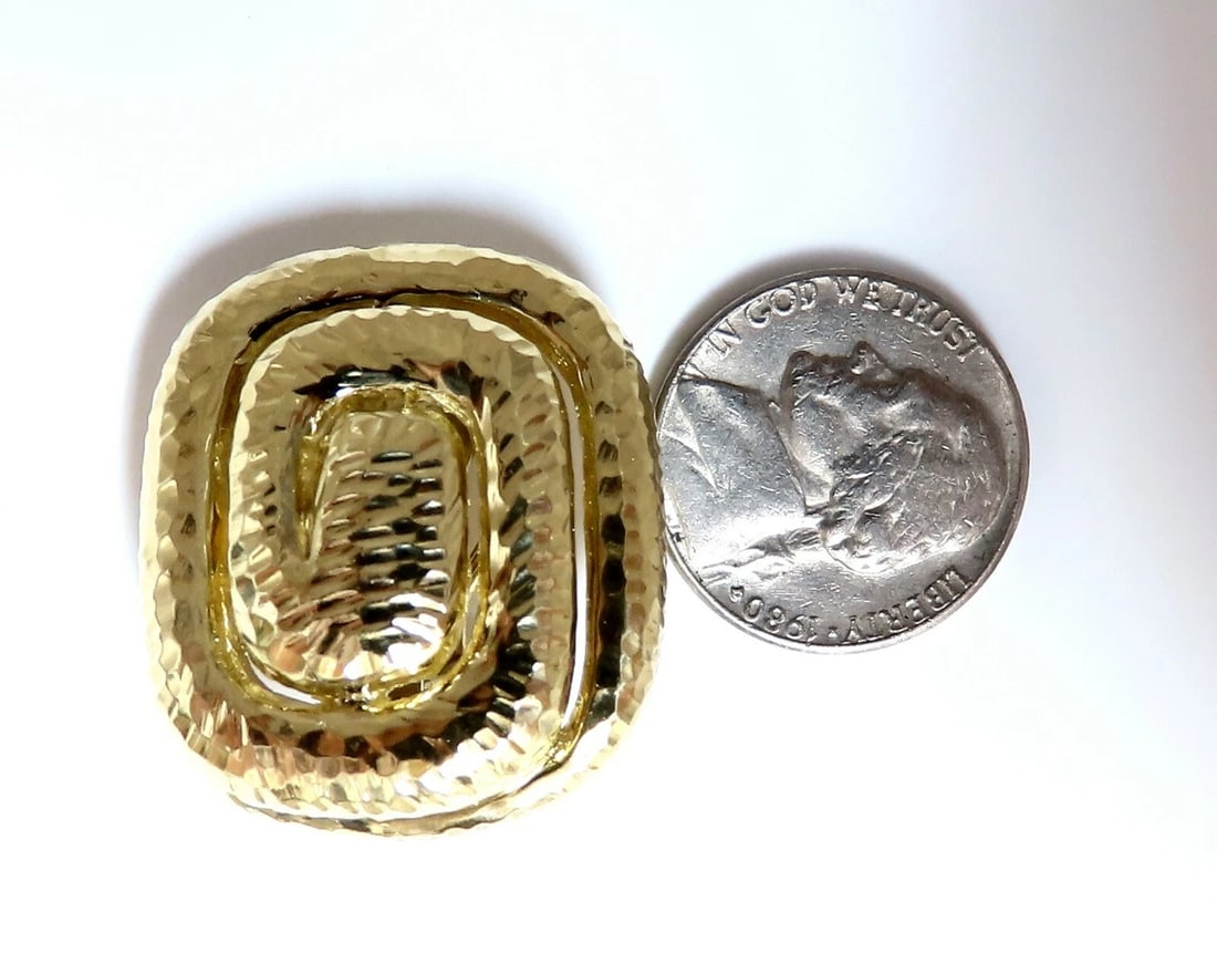 Aztec Inca South American Endless Maze Domed Hammered Rustic Earrings 18 Karat** - 3