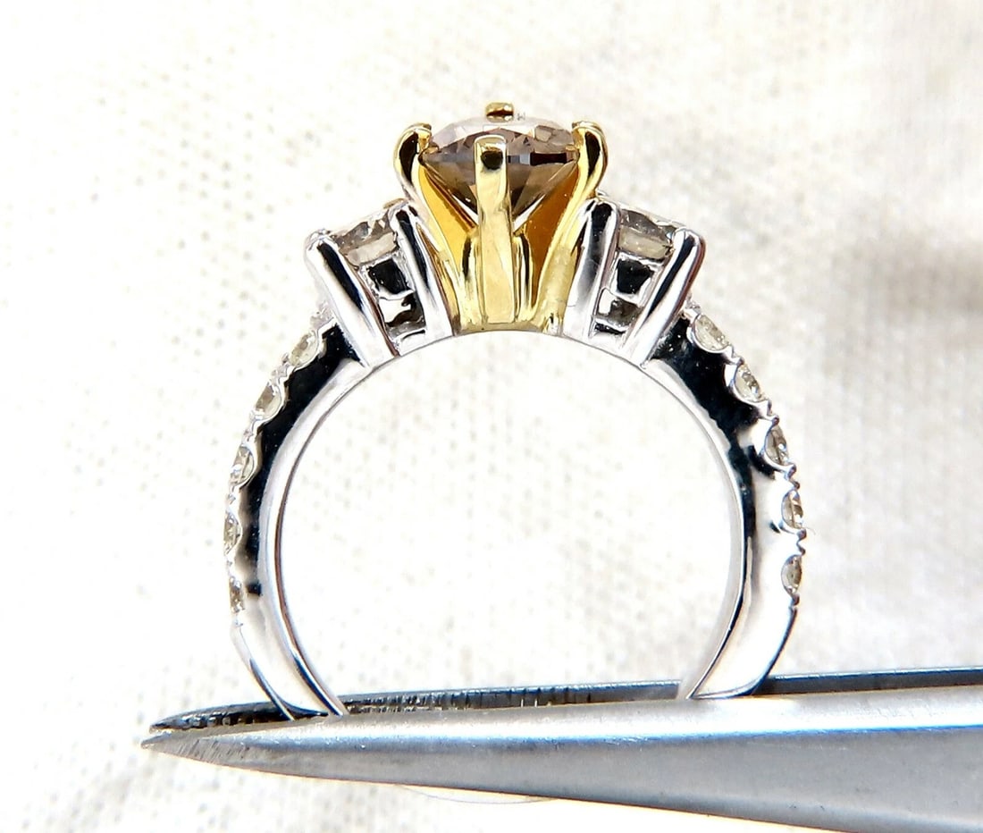 1.50ct Natural Fancy Brown & 1.30ct Diamonds Mod Three Ring 14 Karat*v - 5