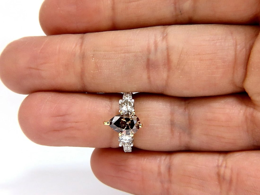 1.50ct Natural Fancy Brown & 1.30ct Diamonds Mod Three Ring 14 Karat*v - 6
