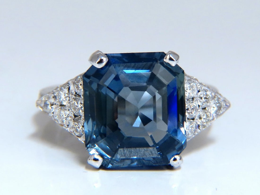 GIA Certified 13.33ct Natural No Heat Sapphire Diamond Ring Unheated 14kt *v - 4