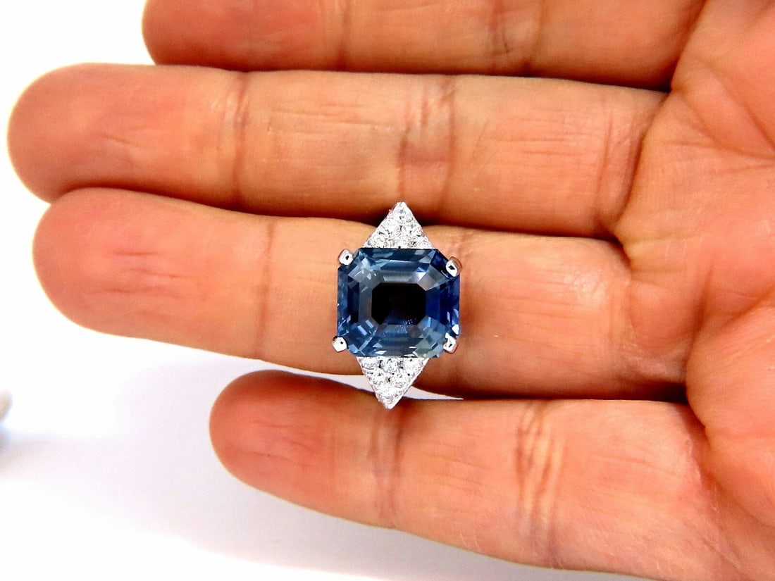 GIA Certified 13.33ct Natural No Heat Sapphire Diamond Ring Unheated 14kt *v - 9