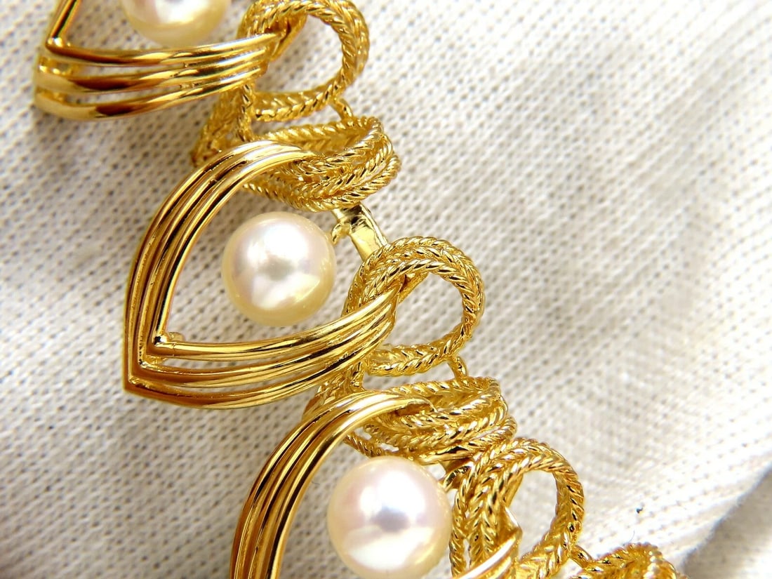 6.3mm Natural Japanese Akoya Pearls Necklace 18 Karat Two Tier Intertwined** - 2