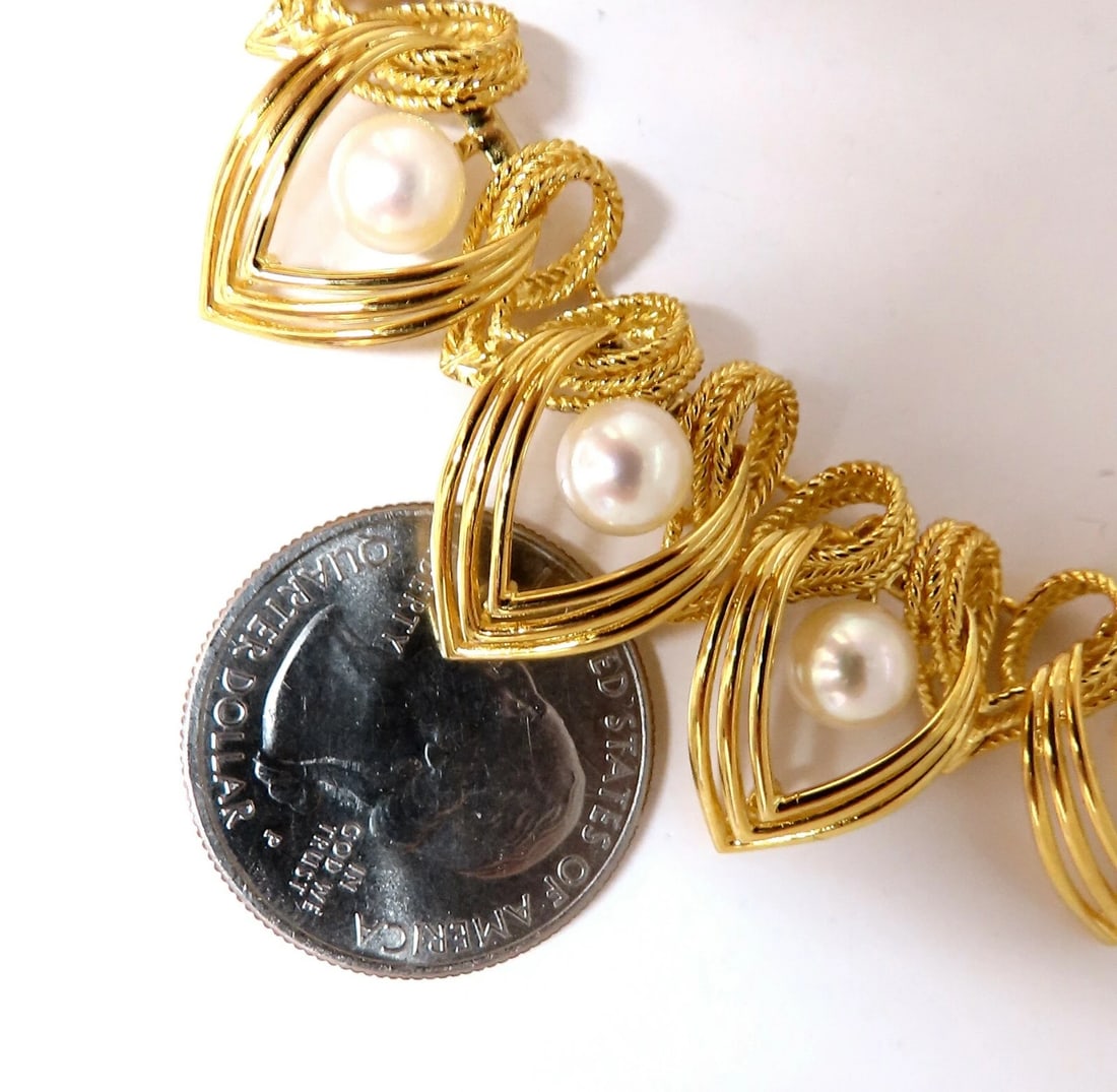 6.3mm Natural Japanese Akoya Pearls Necklace 18 Karat Two Tier Intertwined** - 4