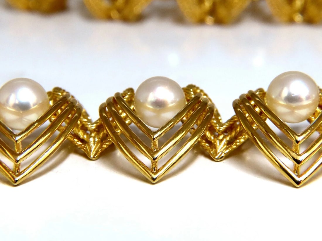 6.3mm Natural Japanese Akoya Pearls Necklace 18 Karat Two Tier Intertwined** - 5