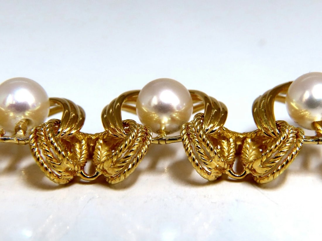 6.3mm Natural Japanese Akoya Pearls Necklace 18 Karat Two Tier Intertwined** - 6