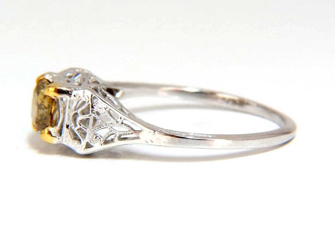 .57ct Natural Fancy Orange Brown Diamond Vintage Gilt Ring 14 Karat *v - 3