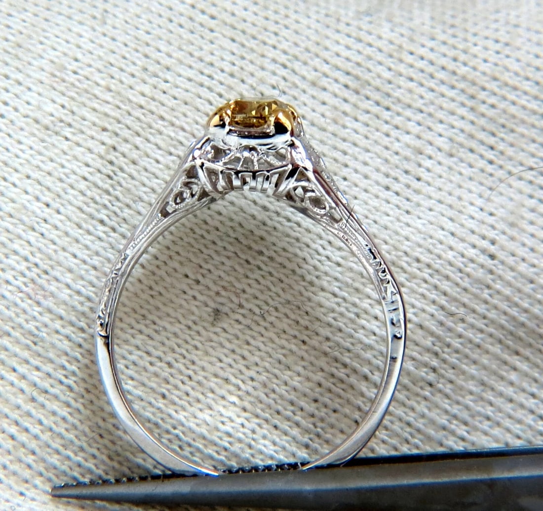 .57ct Natural Fancy Orange Brown Diamond Vintage Gilt Ring 14 Karat *v - 4
