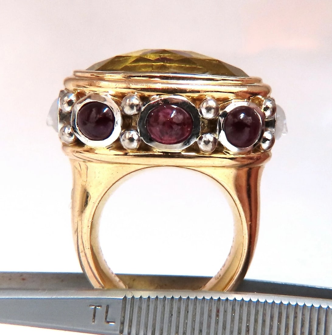 25ct Natural Lemon Quartz Vintage Ring 19 Karat Vintage 52 Gram** - 4