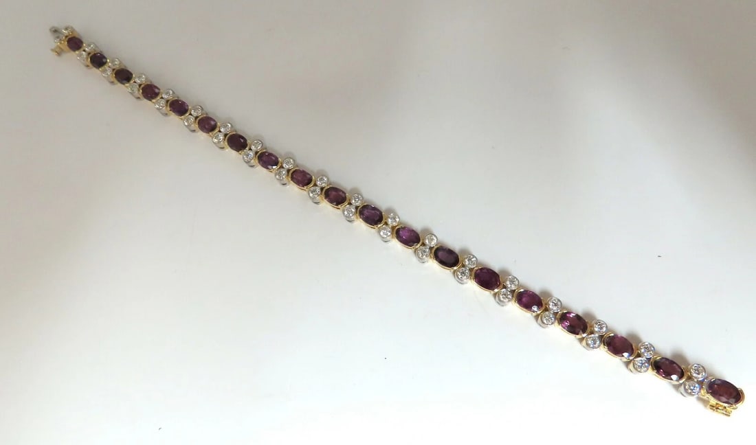 12.90ct Natural Ruby Diamonds Bracelet 14 Karat Two Toned** - 3