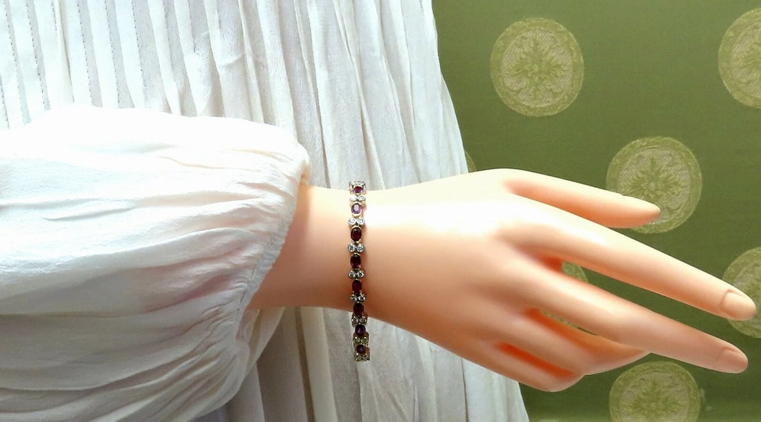 12.90ct Natural Ruby Diamonds Bracelet 14 Karat Two Toned** - 5
