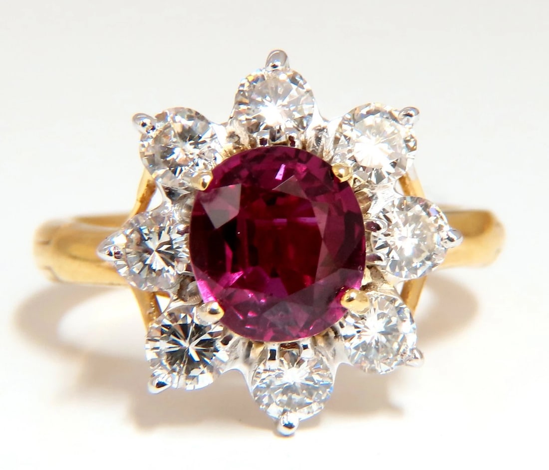 GIA Certified 3.20ct No Heat Red Natural Ruby Diamonds ring 14 Karat *v: Title: GIA Certified 3.20ct No Heat Red Natural Ruby Diamonds ring 14 Karat *v Description: Ruby Halo Cluster Diana Prime GIA Certified 2.00Ct Natural Ruby Ring Report: 6197270663 Oval Brilliant Trans