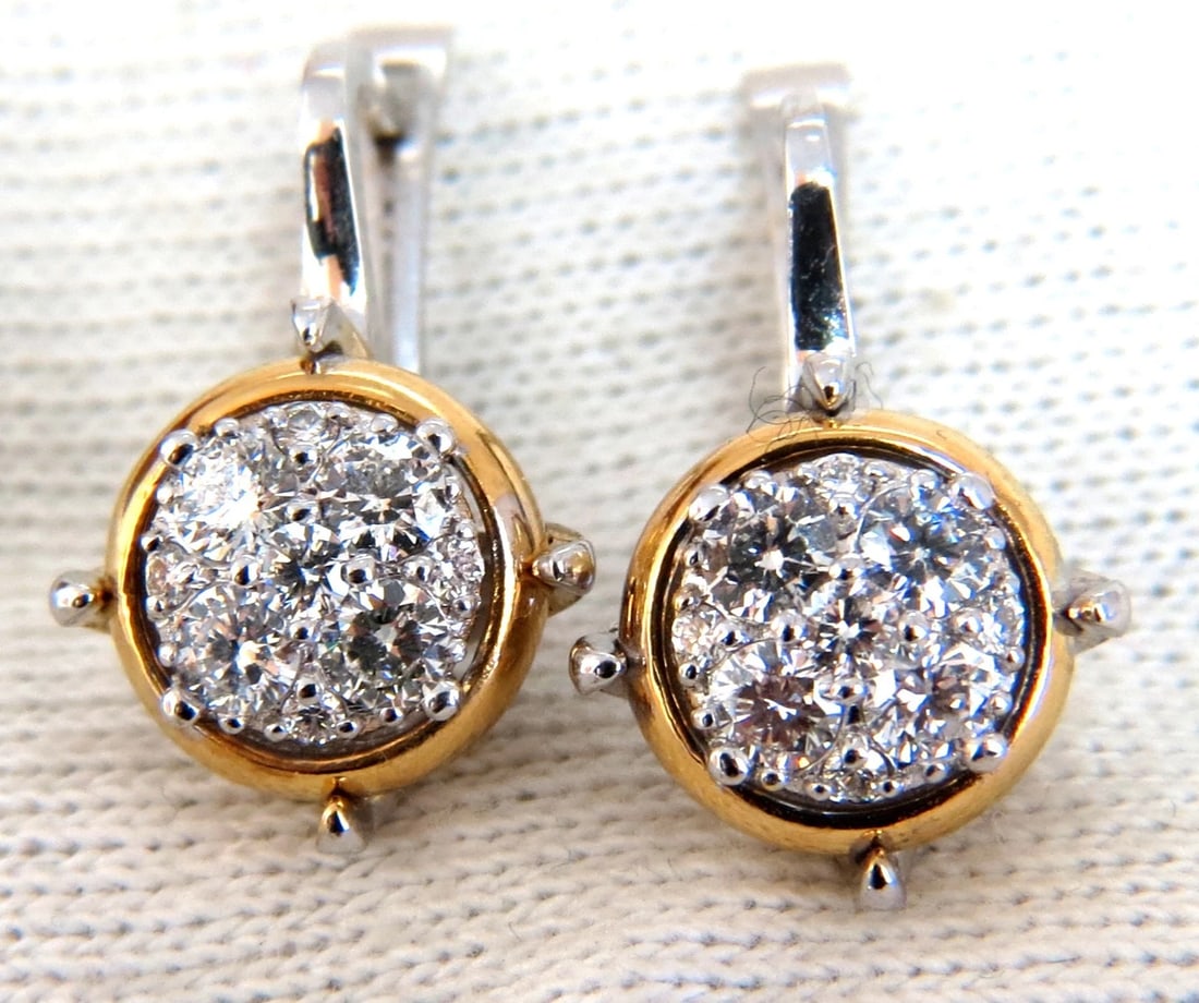 .76ct Mod Prime Spanish Goth Lever Natural Diamond Clip Earrings 14 Karat**: Title: .76ct Mod Prime Spanish Goth Lever Natural Diamond Clip Earrings 14 Karat** Description: MAGNIFICENT JEWELS Spanish Goth Mod Deco Prime Lever Cluster Earrings. .76ct. Round, Natural diamond ear