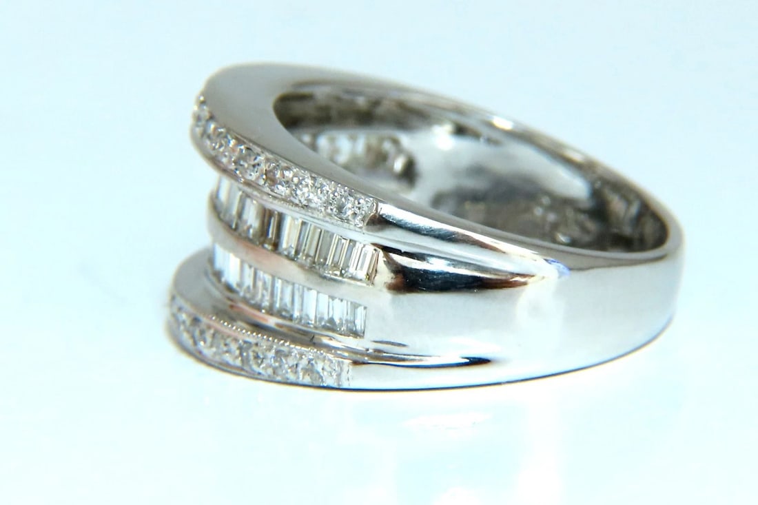 1.70ct Natural Baguette & Rounds Diamonds Band 18 Karat 4-row sandwich deck *v - 4