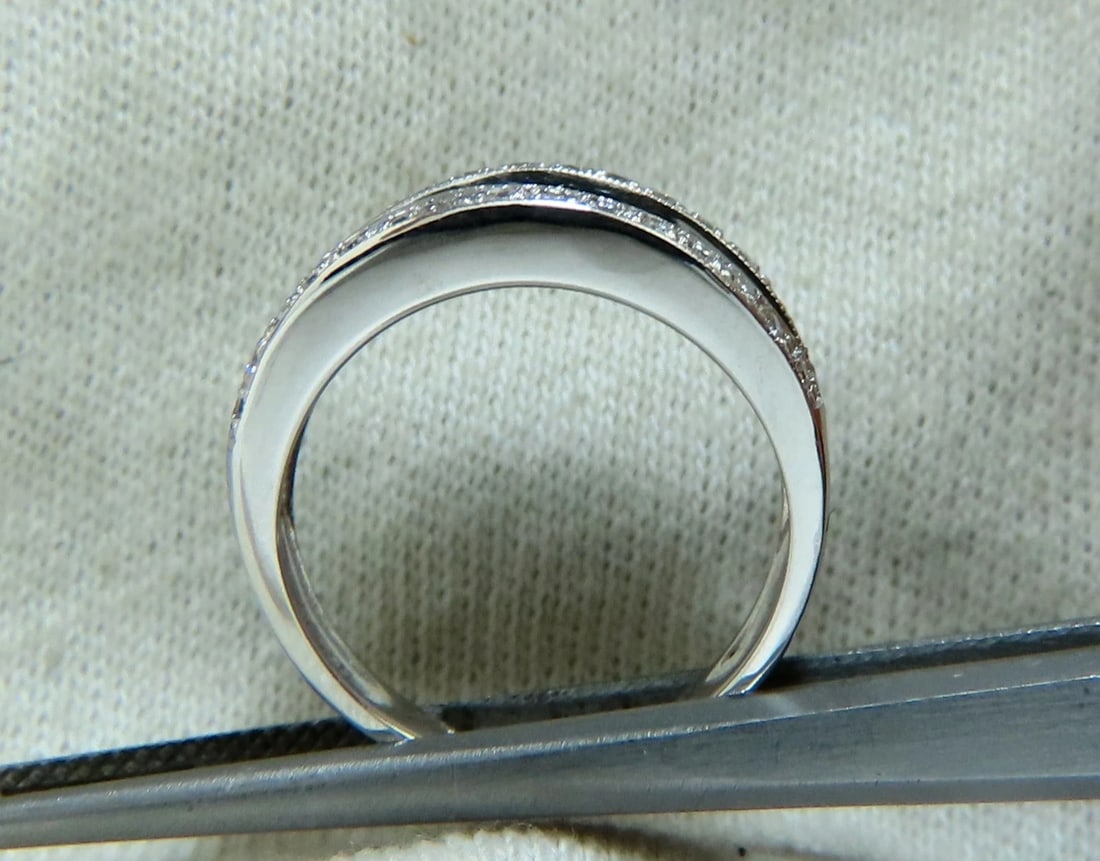 1.70ct Natural Baguette & Rounds Diamonds Band 18 Karat 4-row sandwich deck *v - 5